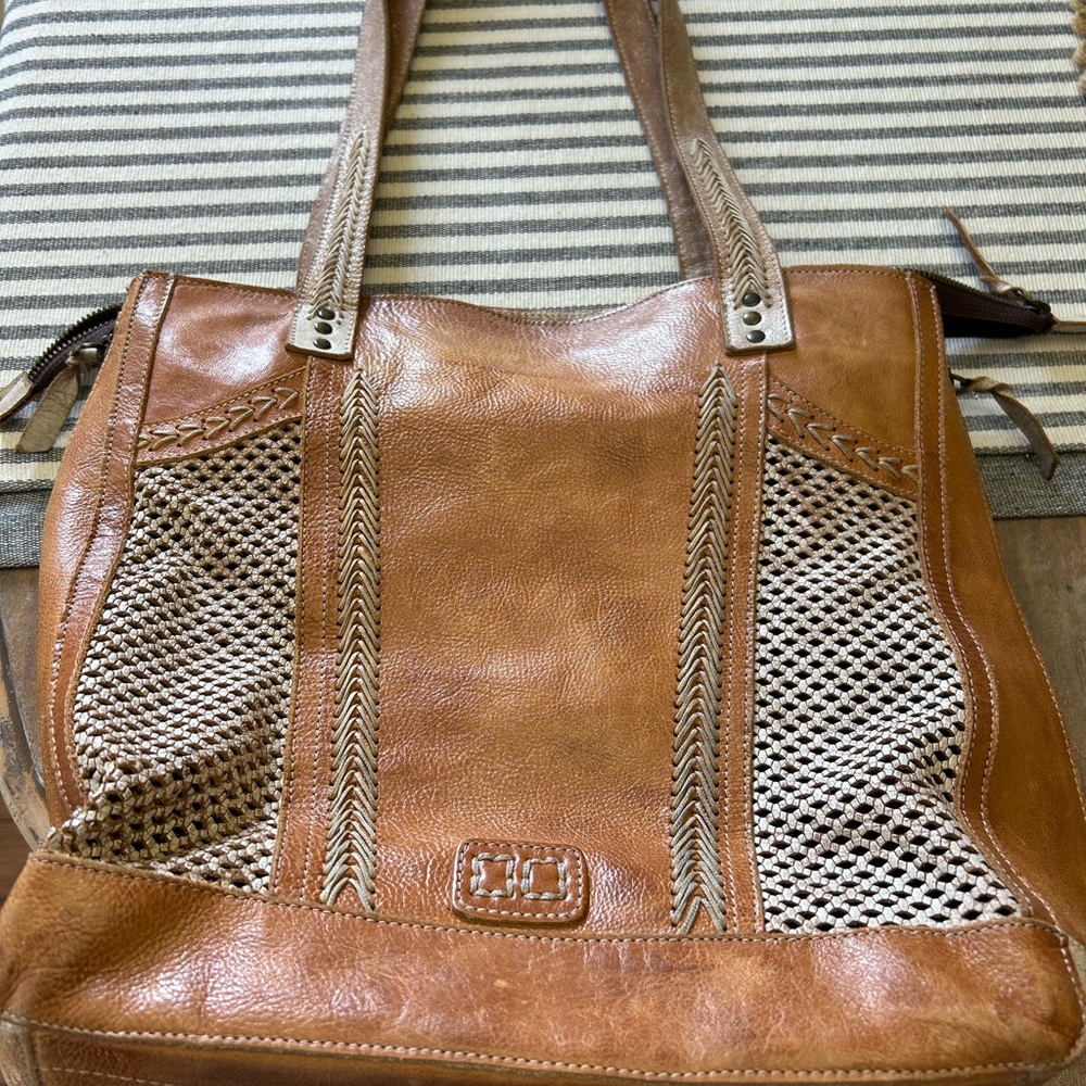 Bed Stu Amelie Rustic Tan and Nectar Lux Shoulder Bag with Textured Design